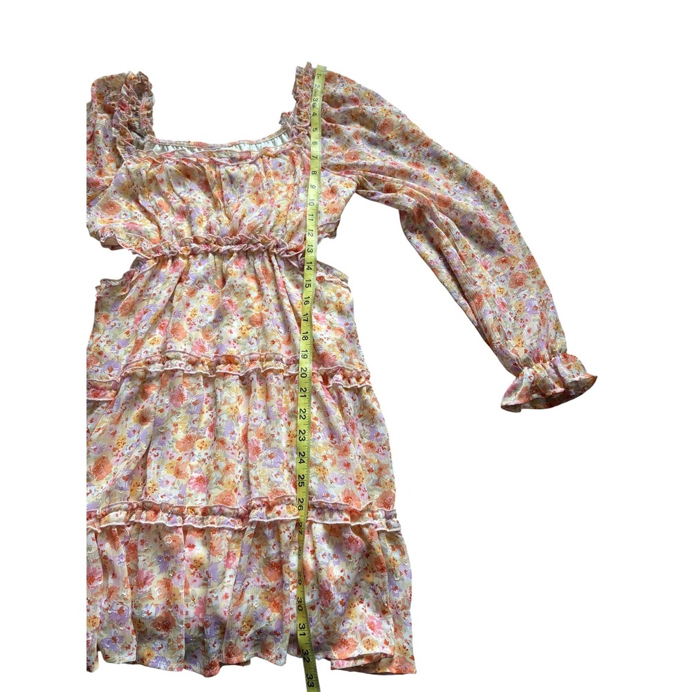 Jessica Simpson‎ Womens M Floral Ruffle Tiered Dress Boho Cottagecore Cutout - Picture 9 of 10